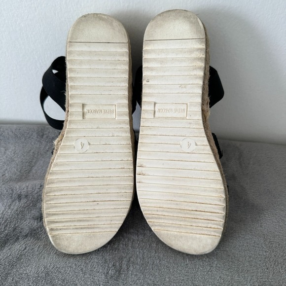 Steve Madden Kimbrly Espadrille Platform Sandal Girls Sz 4‎ Black Beach Vacation - Picture 8 of 10